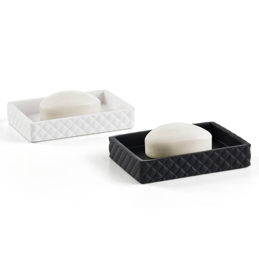 Diamond-Embossed Resin Bathroom Accessories Set, Onyx