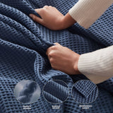 Waffle Weave Cotton Bedding Blanket, Indigo Blue