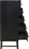 Kaya Contemporary Chest - Stylish Oak Veneer Design with Vegan Leather Handles and Solid Wood Legs