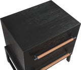 Kaya Contemporary Night Stand with Elegant Oak Veneer Finish and Stylish Vegan Leather Handles