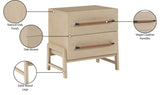 Kaya Contemporary Night Stand with Elegant Oak Veneer Finish and Stylish Vegan Leather Handles