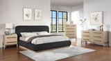 Kaya Contemporary Night Stand with Elegant Oak Veneer Finish and Stylish Vegan Leather Handles