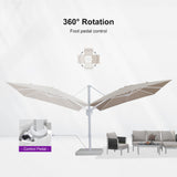 PURPLE LEAF White Outdoor Umbrella Left-Right Tilting Patio Cantilever Umbrella