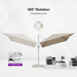 PURPLE LEAF White Outdoor Umbrella Left-Right Tilting Patio Cantilever Umbrella