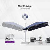 PURPLE LEAF White Outdoor Umbrella Left-Right Tilting Patio Cantilever Umbrella