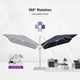 PURPLE LEAF White Outdoor Umbrella Left-Right Tilting Patio Cantilever Umbrella
