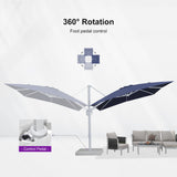 PURPLE LEAF White Outdoor Umbrella Left-Right Tilting Patio Cantilever Umbrella