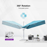 PURPLE LEAF White Outdoor Umbrella Left-Right Tilting Patio Cantilever Umbrella