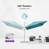PURPLE LEAF White Outdoor Umbrella Left-Right Tilting Patio Cantilever Umbrella