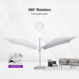 PURPLE LEAF White Outdoor Umbrella Left-Right Tilting Patio Cantilever Umbrella