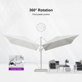 PURPLE LEAF White Outdoor Umbrella Left-Right Tilting Patio Cantilever Umbrella