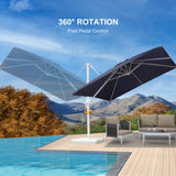 PURPLE LEAF Outdoor Patio Umbrella with Base, Best White Cantilever Umbrellas