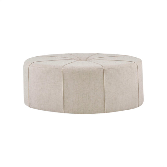 Oval Oversized Ottoman with Tufted Center, Cream *
