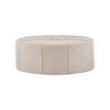 Oval Oversized Ottoman with Tufted Center, Cream *