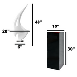 Sail Floor Sculpture With Black Stand 70" Tall // White