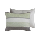 Stripe Modern Comforter Set with Bed Sheets, Green/Grey
