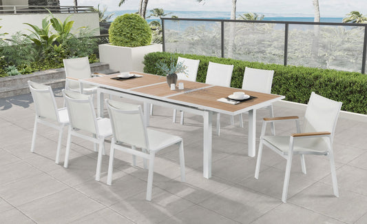 Nizuc Outdoor Extendable Patio Dining Table - Sleek White Aluminum Frame for Stylish Gatherings