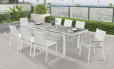 Nizuc Outdoor Extendable Patio Dining Table - Sleek White Aluminum Frame for Stylish Gatherings