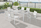 Nizuc Outdoor Extendable Patio Dining Table - Sleek White Aluminum Frame for Stylish Gatherings