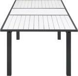 Nizuc Extendable Outdoor Patio Dining Table - Stylish Dark Grey Aluminum with White Wood Accents