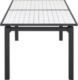 Nizuc Extendable Outdoor Patio Dining Table - Stylish Dark Grey Aluminum with White Wood Accents