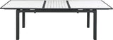 Nizuc Extendable Outdoor Patio Dining Table - Stylish Dark Grey Aluminum with White Wood Accents