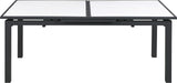 Nizuc Extendable Outdoor Patio Dining Table - Stylish Dark Grey Aluminum with White Wood Accents