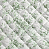 Vintage Inspired Floral Microfiber Quilt Set, Green