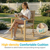 2-Piece All Weather Acacia Wood Outdoor Dining Chairs with Weather-Resistant Cushions