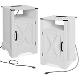 Nightstand with Charging Station Wooden End Table