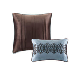 5 Piece Medallion Reversible Jacquard Quilt Set, Blue