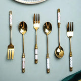 Vintage Gold Stainless Steel Spoon Fork Set