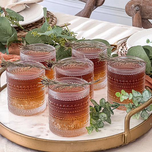 10 oz Textured Beaded Clear Drinking Glasses Set of 6