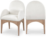 Waldorf Dining Chair - Elegant Chenille Fabric Arm Chair with Solid Ash Wood and Natural Finish