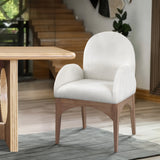 Waldorf Dining Chair - Elegant Chenille Fabric Arm Chair with Solid Ash Wood and Natural Finish