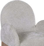 Waldorf Dining Chair - Elegant Chenille Fabric Arm Chair with Solid Ash Wood and Natural Finish