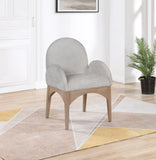 Waldorf Dining Chair - Elegant Chenille Fabric Arm Chair with Solid Ash Wood and Natural Finish