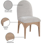 Waldorf Dining Chair - Elegant Chenille Fabric Arm Chair with Solid Ash Wood and Natural Finish