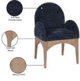 Waldorf Dining Chair - Elegant Chenille Fabric Arm Chair with Solid Ash Wood and Natural Finish