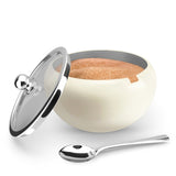 Kook Large Stainless Steel Sugar Bowl, Lid & Spoon