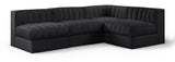 Rummi - Armless Velvet Performance Fabric Upholstered 4 Piece Modular Sectional