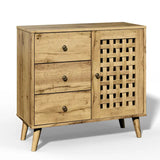 Wholesale Storage Cabinet with a Basket Weave Wooden Door & 3 Drawers