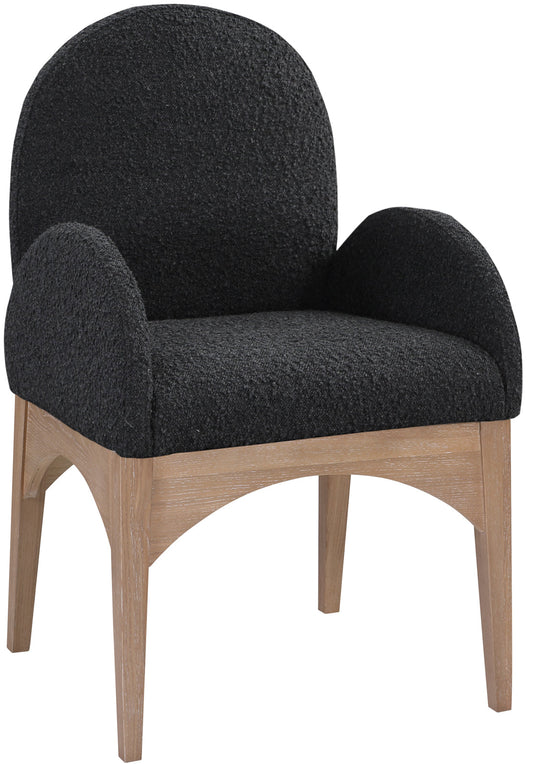 Waldorf Elegant Boucle Fabric Dining Arm Chair - Luxurious Comfort with Solid Ash Wood Frame