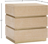 Zaylan Night Stand - Elegant Oak Veneer Design with Brushed Brass Accents for a Chic Bedroom Look