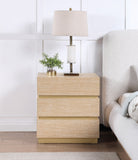 Zaylan Night Stand - Elegant Oak Veneer Design with Brushed Brass Accents for a Chic Bedroom Look