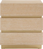 Zaylan Night Stand - Elegant Oak Veneer Design with Brushed Brass Accents for a Chic Bedroom Look