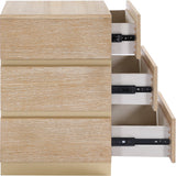 Zaylan Night Stand - Elegant Oak Veneer Design with Brushed Brass Accents for a Chic Bedroom Look