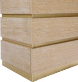 Zaylan Night Stand - Elegant Oak Veneer Design with Brushed Brass Accents for a Chic Bedroom Look