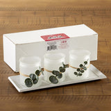 4 Piece Frosted Votive & Tray Set