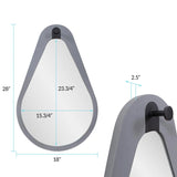 Saldar Gray Teardrop Contemporary Mirror with Black Metal Hook